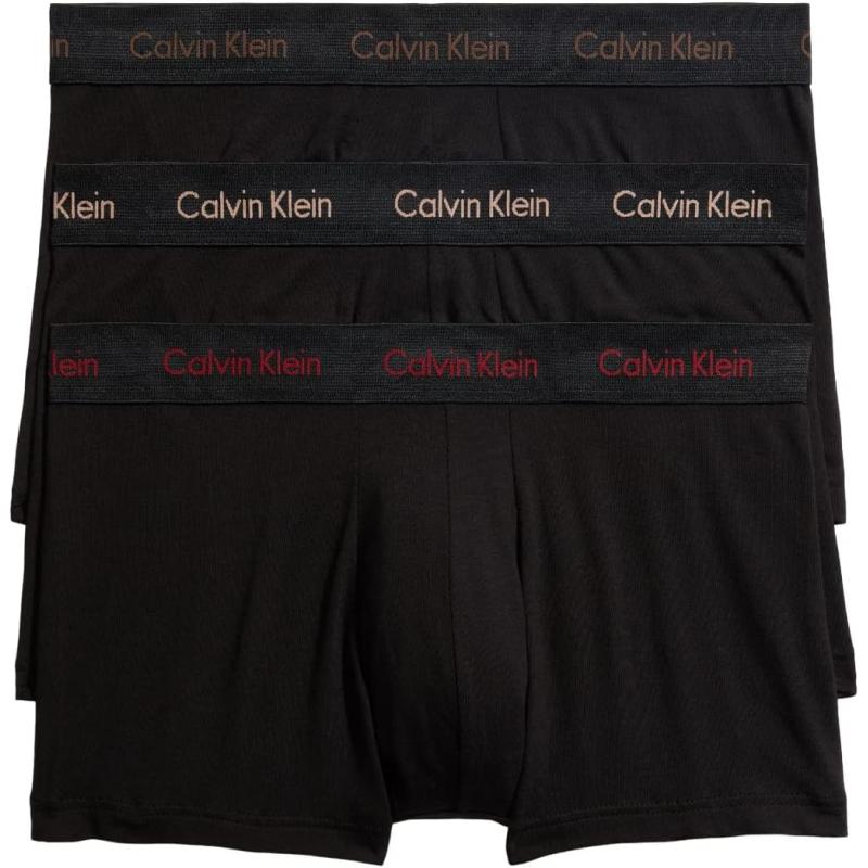 Calvin Klein Men’s Cotton Stretch 3-Pack Low Rise Trunk(Black Bodies W ...